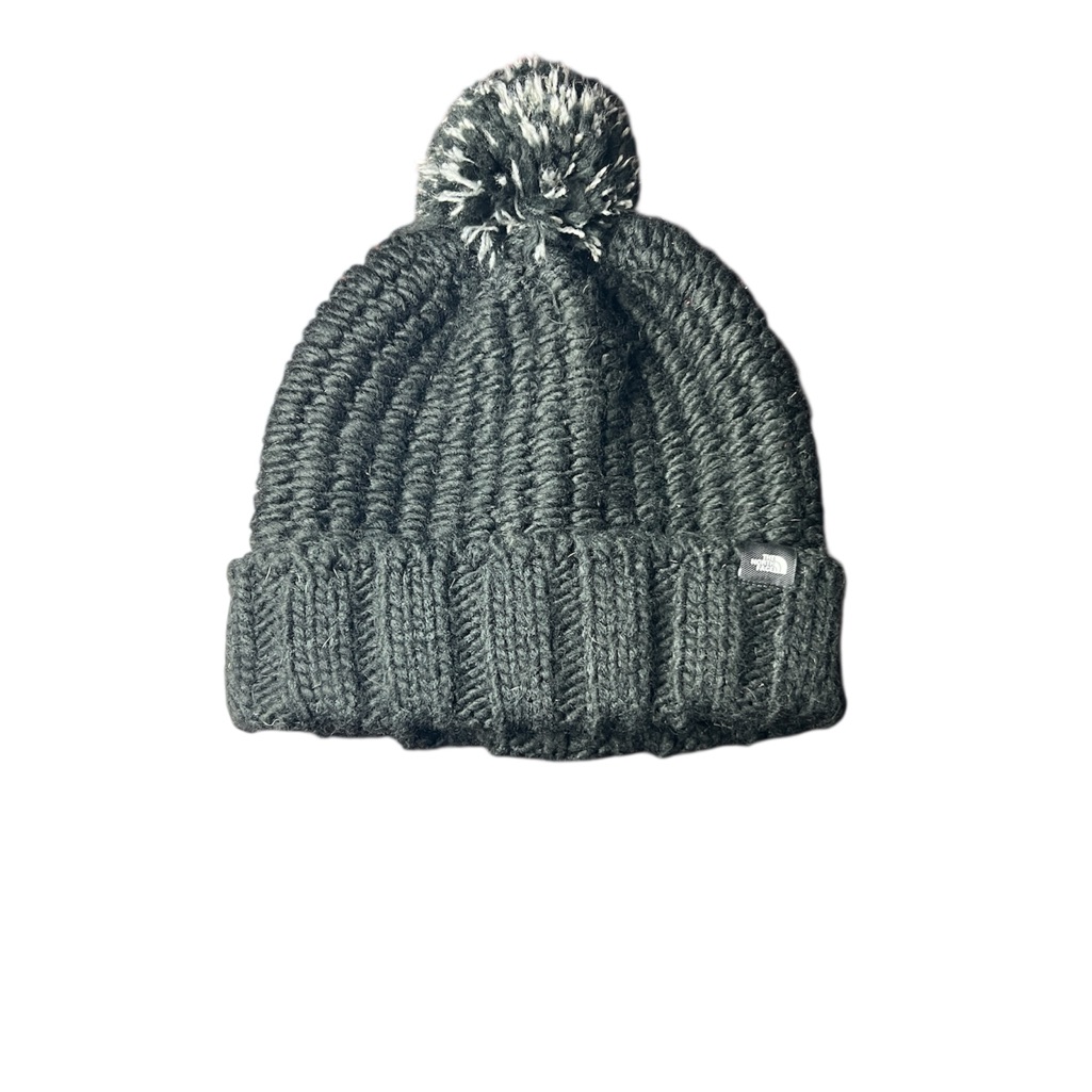 The North Face Gray Knit Pom Beanie | Cozy Ribbed Winter Hat Unisex